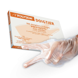 Doigtiers 2 doigts polyéthylène non poudrés non stériles Polyactyl (boite de 100)